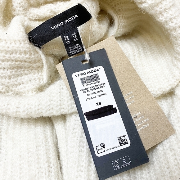 Vero Moda cowl neck pullover‎ sweater new NWT XS birch ivory oversized boxy - Picture 6 of 12